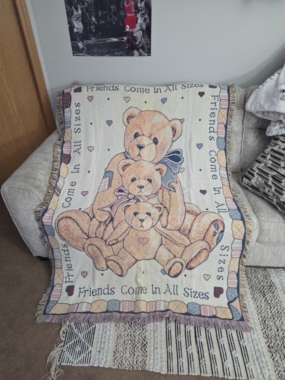 Source Unknown Teddy Bear Throw Blanket - Cream, Tan, Pink, Blue